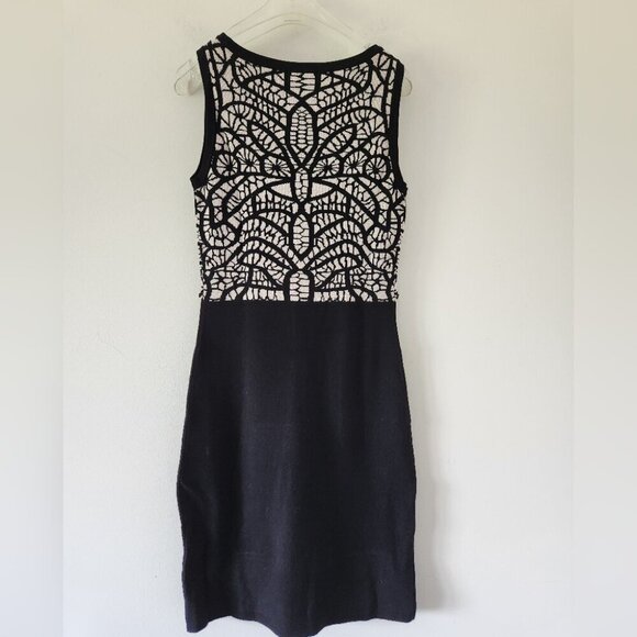 CARMEN MARC VALVO | Dress Jersey Knit black beige sz S - Picture 2 of 4